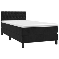 vidaXL atsperu gulta ar matraci, LED, melns samts, 90x200 cm cena un informācija | Gultas | 220.lv