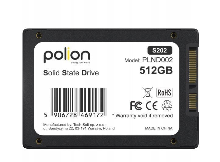 SSD cietais disks POLION 512GB 2,5" SATA III cena un informācija | Iekšējie cietie diski (HDD, SSD, Hybrid) | 220.lv