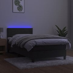 vidaXL atsperu gulta ar matraci, LED, tumši pelēks samts, 100x200 cm цена и информация | Кровати | 220.lv