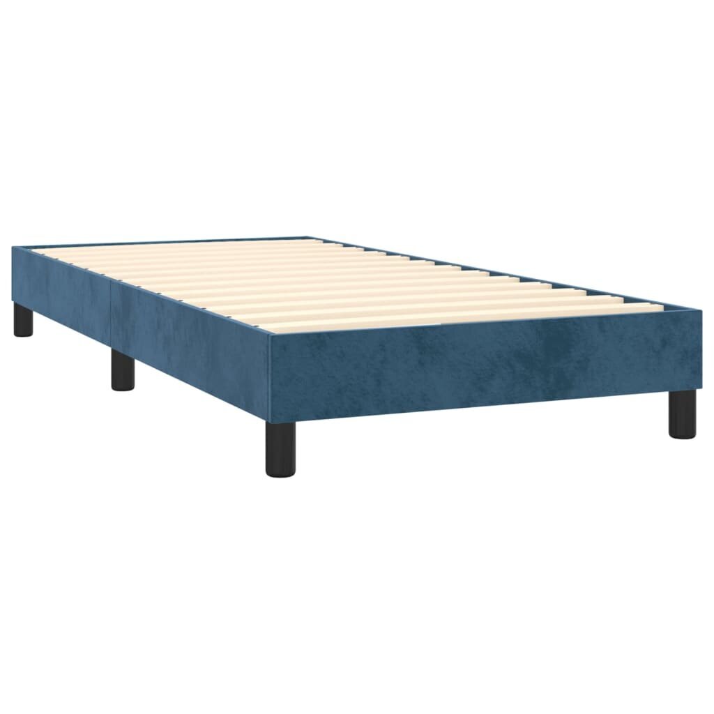 vidaXL atsperu gulta ar matraci, LED, tumši zils samts, 90x200 cm цена и информация | Gultas | 220.lv