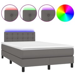 vidaXL atsperu gulta ar matraci, LED, pelēka, 120x200 cm, mākslīgā āda цена и информация | Кровати | 220.lv