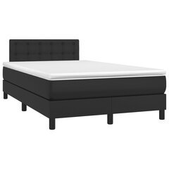 vidaXL atsperu gulta ar matraci, LED, melna, 120x200 cm, mākslīgā āda cena un informācija | Gultas | 220.lv