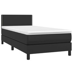 vidaXL atsperu gulta ar matraci, LED, melna, 90x190 cm, mākslīgā āda цена и информация | Кровати | 220.lv