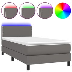 vidaXL atsperu gulta ar matraci, LED, pelēka, 80x200 cm, mākslīgā āda цена и информация | Кровати | 220.lv