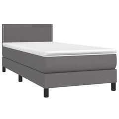 vidaXL atsperu gulta ar matraci, LED, pelēka, 80x200 cm, mākslīgā āda цена и информация | Кровати | 220.lv