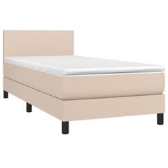 vidaXL atsperu gulta ar matraci, LED, kapučīno, 80x200cm, mākslīgā āda cena un informācija | Gultas | 220.lv