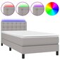 vidaXL atsperu gulta ar matraci, LED, gaiši pelēks audums, 90x200 cm цена и информация | Gultas | 220.lv