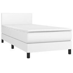 vidaXL atsperu gulta ar matraci, LED, balta, 100x200 cm, mākslīgā āda цена и информация | Кровати | 220.lv