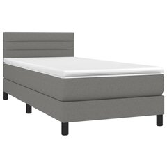vidaXL atsperu gulta ar matraci, LED, tumši pelēks audums, 90x200 cm cena un informācija | Gultas | 220.lv
