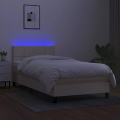 vidaXL atsperu gulta ar matraci, LED, krēmkrāsas audums, 100x200 cm цена и информация | Кровати | 220.lv