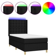 vidaXL atsperu gulta ar matraci, LED, melns audums, 80x200 cm цена и информация | Кровати | 220.lv