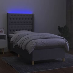 vidaXL atsperu gulta ar matraci, LED, gaiši pelēks audums, 90x200 cm цена и информация | Кровати | 220.lv