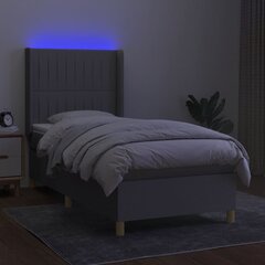 vidaXL atsperu gulta ar matraci, LED, gaiši pelēks audums, 90x190 cm цена и информация | Кровати | 220.lv