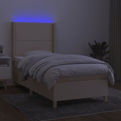 vidaXL atsperu gulta ar matraci, LED, krēmkrāsas audums, 100x200 cm цена и информация | Кровати | 220.lv