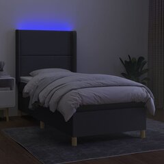 vidaXL atsperu gulta ar matraci, LED, tumši pelēks audums, 90x190 cm цена и информация | Кровати | 220.lv