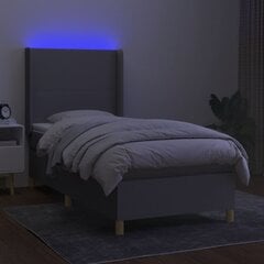 vidaXL atsperu gulta ar matraci, LED, gaiši pelēks audums, 100x200 cm цена и информация | Кровати | 220.lv