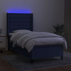 vidaXL atsperu gulta ar matraci, LED, zils audums, 90x190 cm цена и информация | Кровати | 220.lv