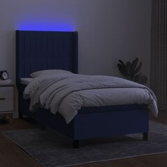 vidaXL atsperu gulta ar matraci, LED, zils audums, 90x190 cm цена и информация | Кровати | 220.lv