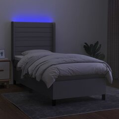 vidaXL atsperu gulta ar matraci, LED, gaiši pelēks audums, 90x190 cm cena un informācija | Gultas | 220.lv