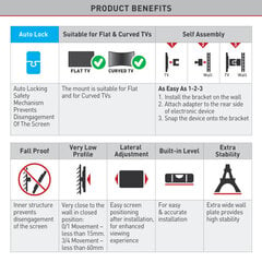 Настенное крепление для ТВ  Barkan AL40, 13"-90", 60 кг, 600x400 мм цена и информация | Barkan Бытовая техника и электроника | 220.lv