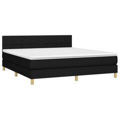 vidaXL atsperu gulta ar matraci, melns, 180x200 cm, audums cena un informācija | Gultas | 220.lv