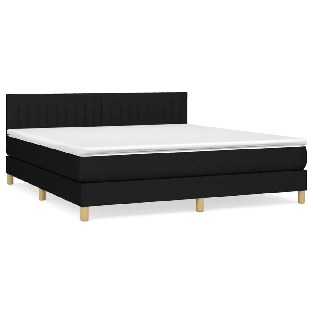 vidaXL atsperu gulta ar matraci, melns, 180x200 cm, audums цена и информация | Gultas | 220.lv