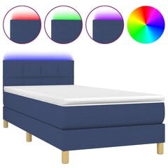 vidaXL atsperu gulta ar matraci, LED, zils audums, 90x200 cm цена и информация | Кровати | 220.lv