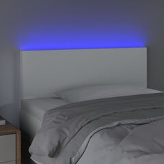 vidaXL gultas galvgalis ar LED, 90x5x78/88 cm, balta mākslīgā āda цена и информация | Кровати | 220.lv