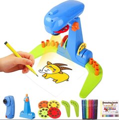 Bērnu zīmēšanas projektors ar 32 multfilmu rakstiem un 12 krāsu otām cena un informācija | Attīstošās rotaļlietas | 220.lv