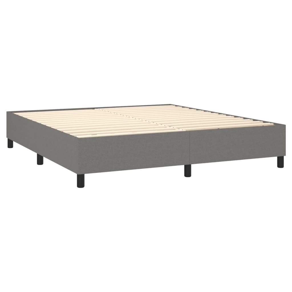 vidaXL atsperu gulta ar matraci, tumši pelēks, 160x200 cm, audums cena un informācija | Gultas | 220.lv