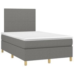 vidaXL atsperu gulta ar matraci, LED, tumši pelēks audums, 120x200 cm цена и информация | Кровати | 220.lv