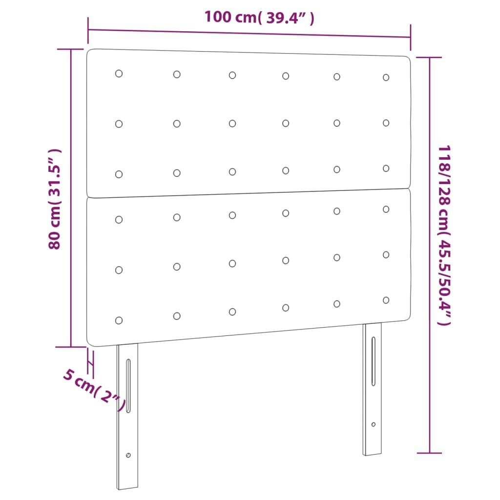 vidaXL gultas galvgalis ar LED, 100x5x118/128 cm, tumši zaļš samts цена и информация | Gultas | 220.lv