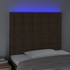vidaXL gultas galvgalis ar LED, 100x5x118/128 cm, tumši brūns audums cena un informācija | Gultas | 220.lv
