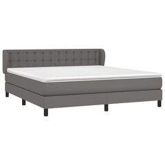 vidaXL atsperu gulta ar matraci, pelēka, 180x200 cm, mākslīgā āda cena un informācija | Gultas | 220.lv