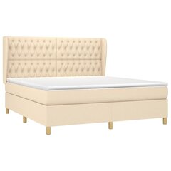 vidaXL atsperu gulta ar matraci, krēmkrāsas, 180x200 cm, audums cena un informācija | Gultas | 220.lv