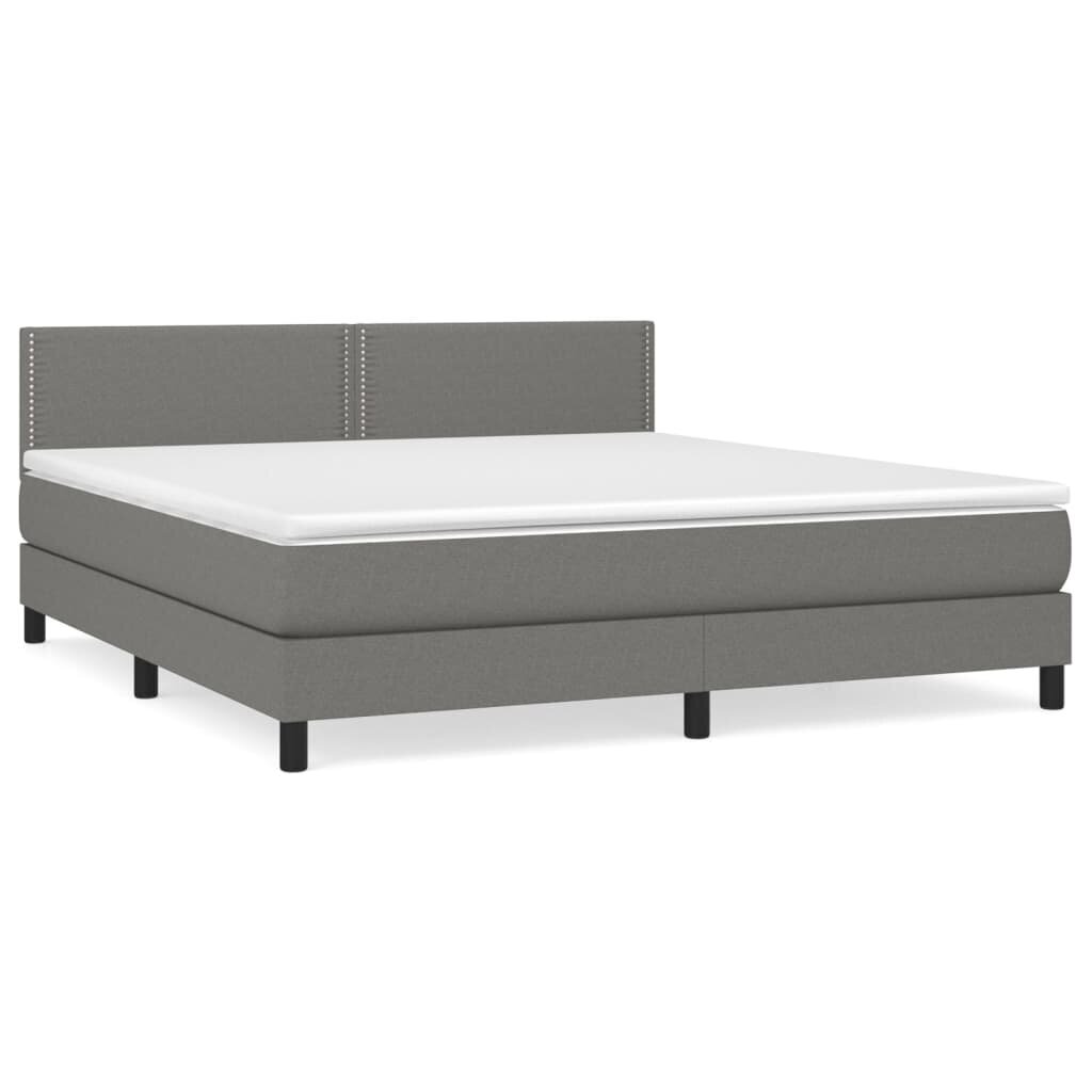 vidaXL atsperu gulta ar matraci, tumši pelēks, 180x200 cm, audums цена и информация | Gultas | 220.lv