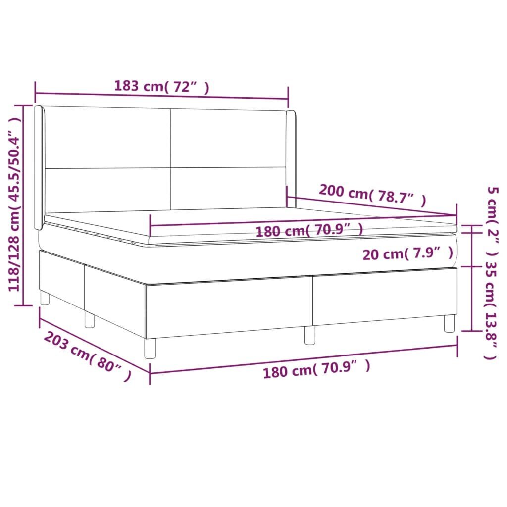 vidaXL atsperu gulta ar matraci, zils, 180x200 cm, audums cena un informācija | Gultas | 220.lv