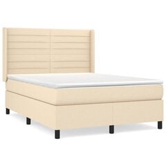 vidaXL atsperu gulta ar matraci, krēmkrāsas, 140x200 cm, audums cena un informācija | Gultas | 220.lv