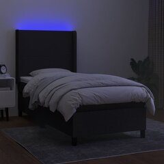 vidaXL atsperu gulta ar matraci, LED, melns audums, 90x190 cm цена и информация | Кровати | 220.lv