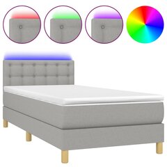 vidaXL atsperu gulta ar matraci, LED, gaiši pelēks audums, 100x200 cm cena un informācija | Gultas | 220.lv