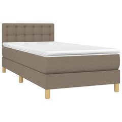 vidaXL atsperu gulta ar matraci, LED, pelēkbrūns audums, 90x200 cm cena un informācija | Gultas | 220.lv