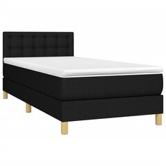 vidaXL atsperu gulta ar matraci, LED, melns audums, 90x200 cm cena un informācija | Gultas | 220.lv