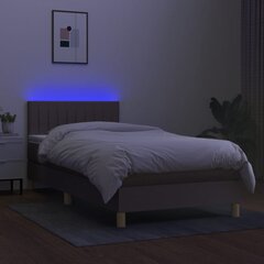 vidaXL atsperu gulta ar matraci, LED, pelēkbrūns audums, 100x200 cm цена и информация | Кровати | 220.lv
