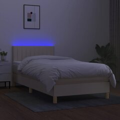 vidaXL atsperu gulta ar matraci, LED, krēmkrāsas audums, 90x190 cm цена и информация | Кровати | 220.lv