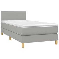 vidaXL atsperu gulta ar matraci, LED, gaiši pelēks audums, 90x200 cm cena un informācija | Gultas | 220.lv