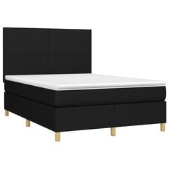 vidaXL atsperu gulta ar matraci, melna, 140x200 cm, audums цена и информация | Кровати | 220.lv