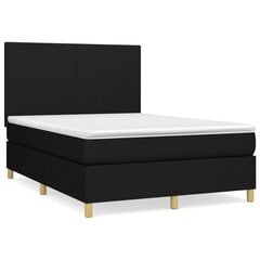 vidaXL atsperu gulta ar matraci, melna, 140x200 cm, audums cena un informācija | Gultas | 220.lv