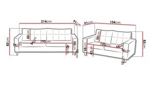 Mīksto mēbeļu komplekts ENSIT 3 + 2-Lux 28 цена и информация | Комплекты мягкой мебели | 220.lv