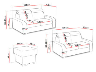 Mīksto mēbeļu komplekts LOSAR 3 + 2 + tumba-Crown 4 cena un informācija | Dīvānu komplekti | 220.lv