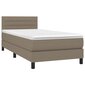 vidaXL atsperu gulta ar matraci, LED, pelēkbrūns audums, 100x200 cm cena un informācija | Gultas | 220.lv
